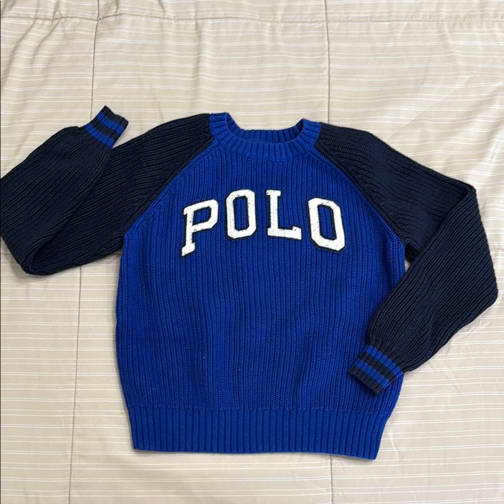 Polo by Ralph Lauren Blue and White Knit Sweater